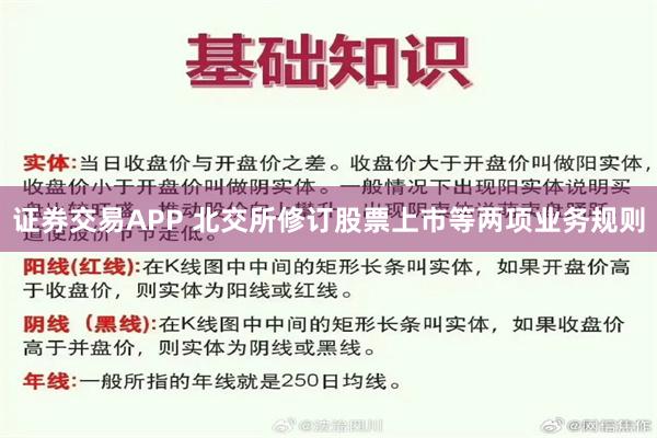 证券交易APP 北交所修订股票上市等两项业务规则