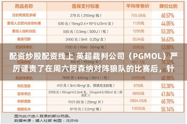 配资炒股配资线上 英超裁判公司（PGMOL）严厉谴责了在周六阿森纳对阵狼队的比赛后，针